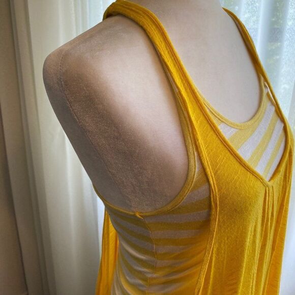 American Dream Yellow Tank Top Raceback Top SZ S - Picture 3 of 10